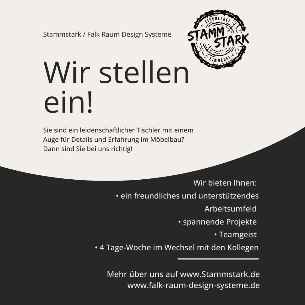 Tischler (w/m/div) Stellenanzeige von Stammstark