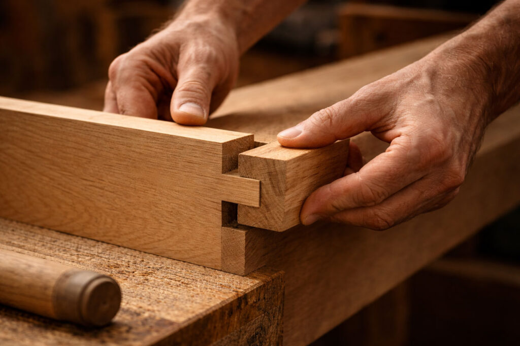 Handarbeit im Handwerk Schwalbenschwanzverbindung