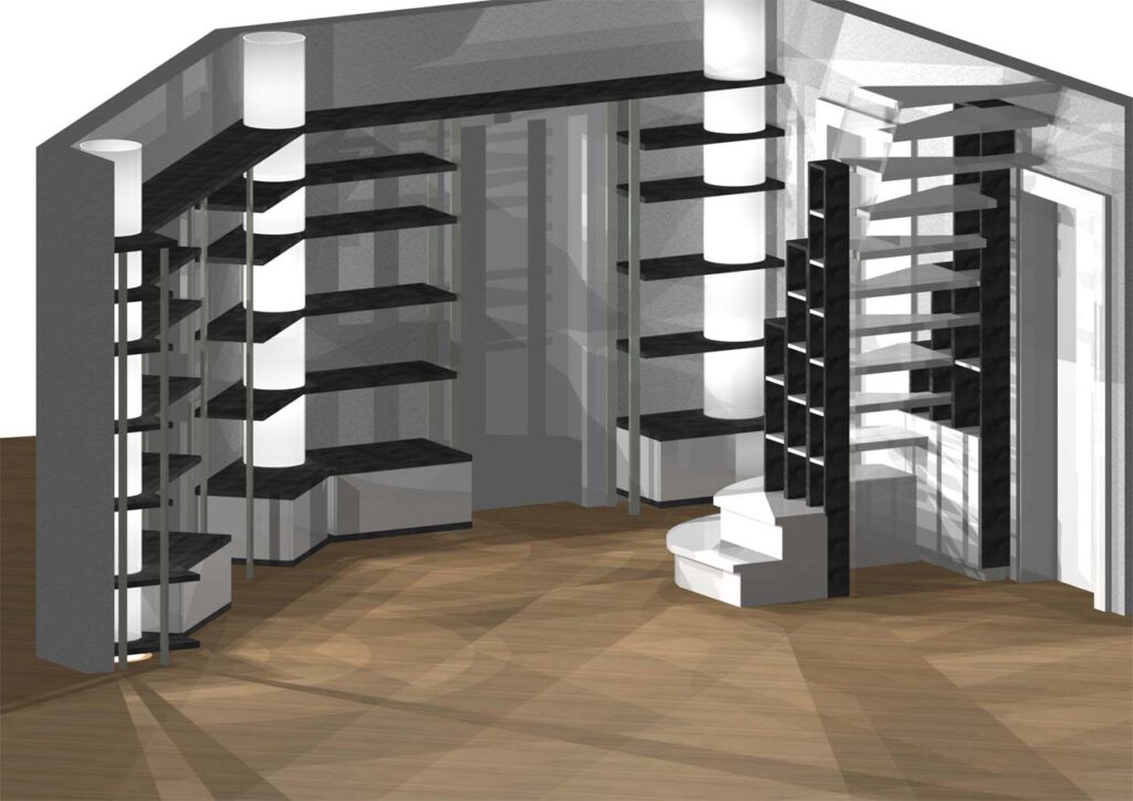 Visualisierung Privatbibliothek in einer Stadtvilla in Hannover Kirchrode