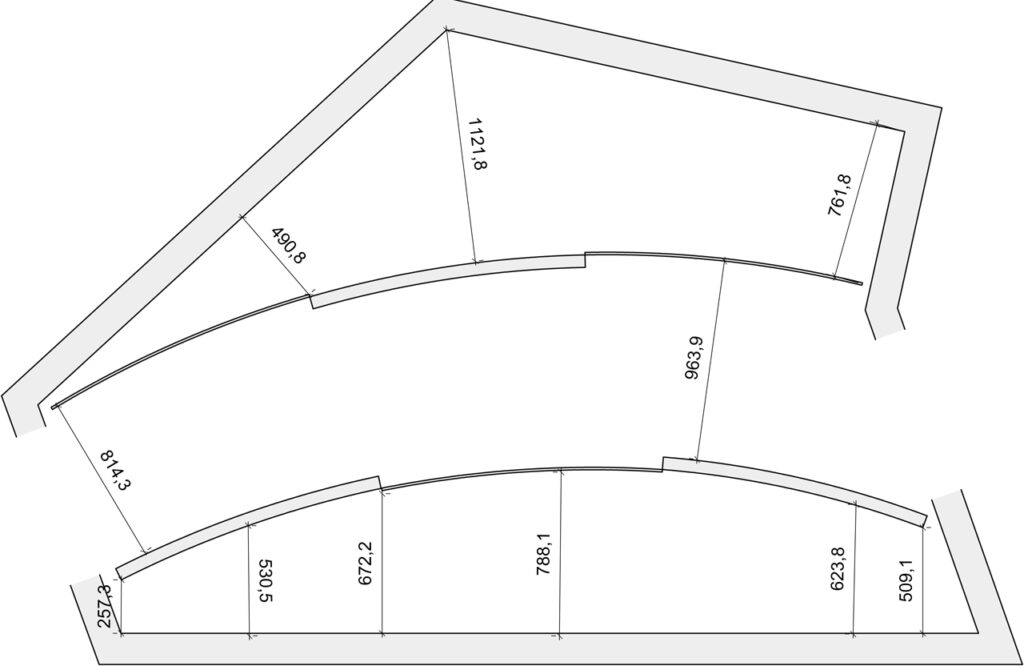 Zeichnung für eine Raum in welchem ein edles Ankleidezimmer gebaut werden soll